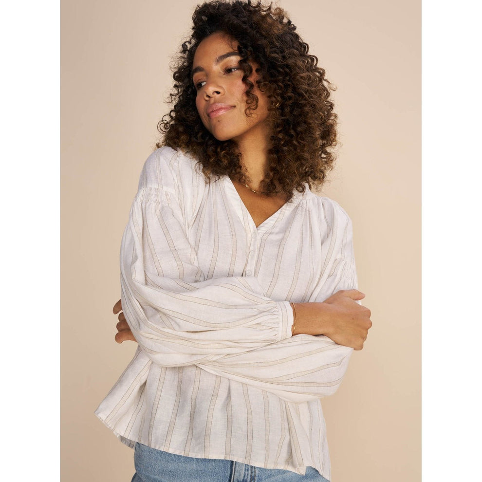 Mos Mosh W Safi Striped Linen Shirt Ecru
