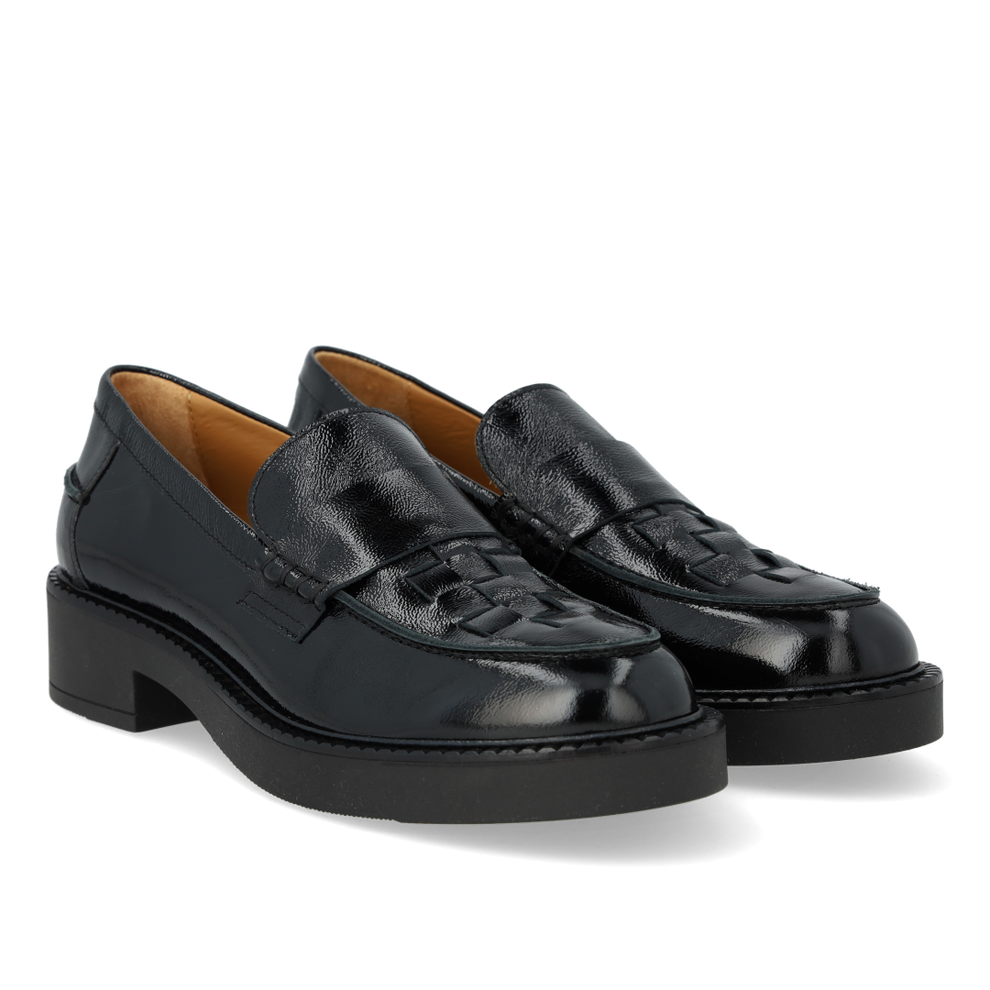 Angulus Loafer With Braid Detail 1310 Black - Patent Leather