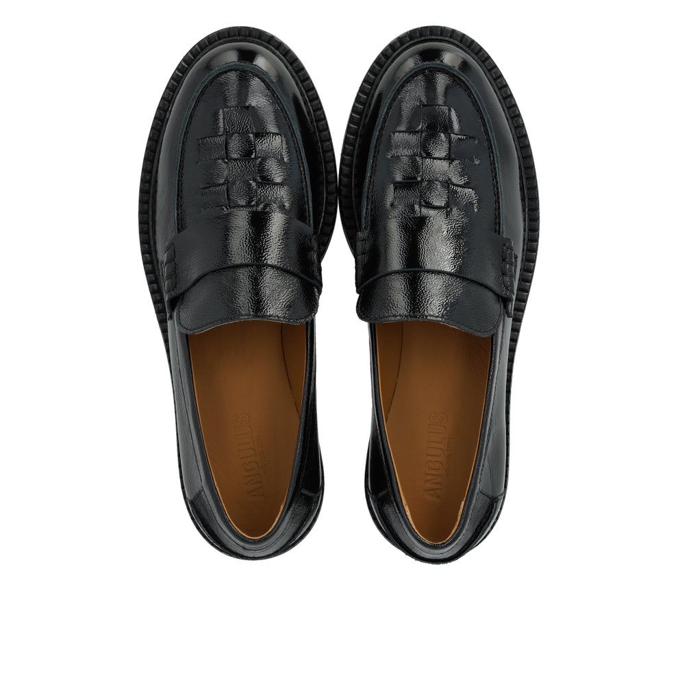 Angulus Loafer With Braid Detail 1310 Black - Patent Leather
