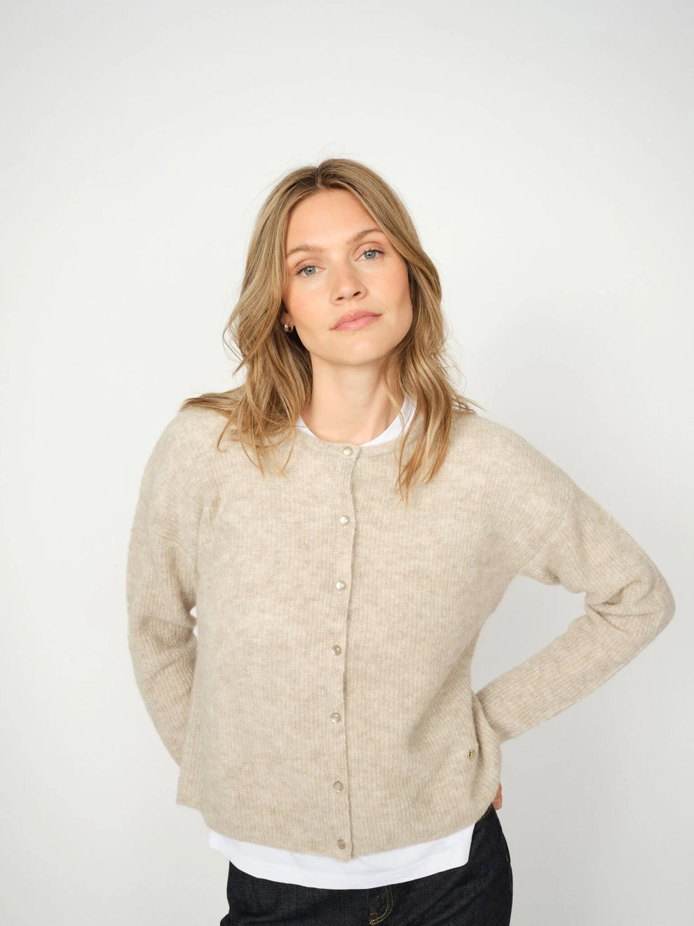 Mos Mosh W Almine Knit Cardigan Feather Gray