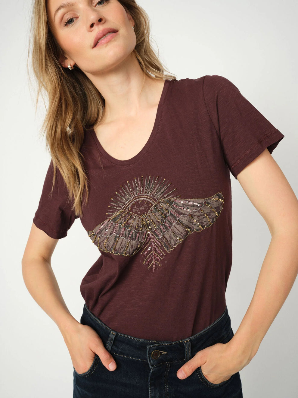 Mos Mosh W Nadine O-SS Deco Tee Fudge