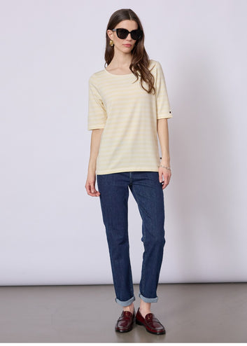 Redgreen Hedy Short Sleeve T-Shirt Short Sleeve Tee 130 Yellow Pastel Stripe