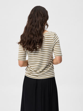 Redgreen W Hedy Short Sleeve T-Shirt 174 Khaki Stripe