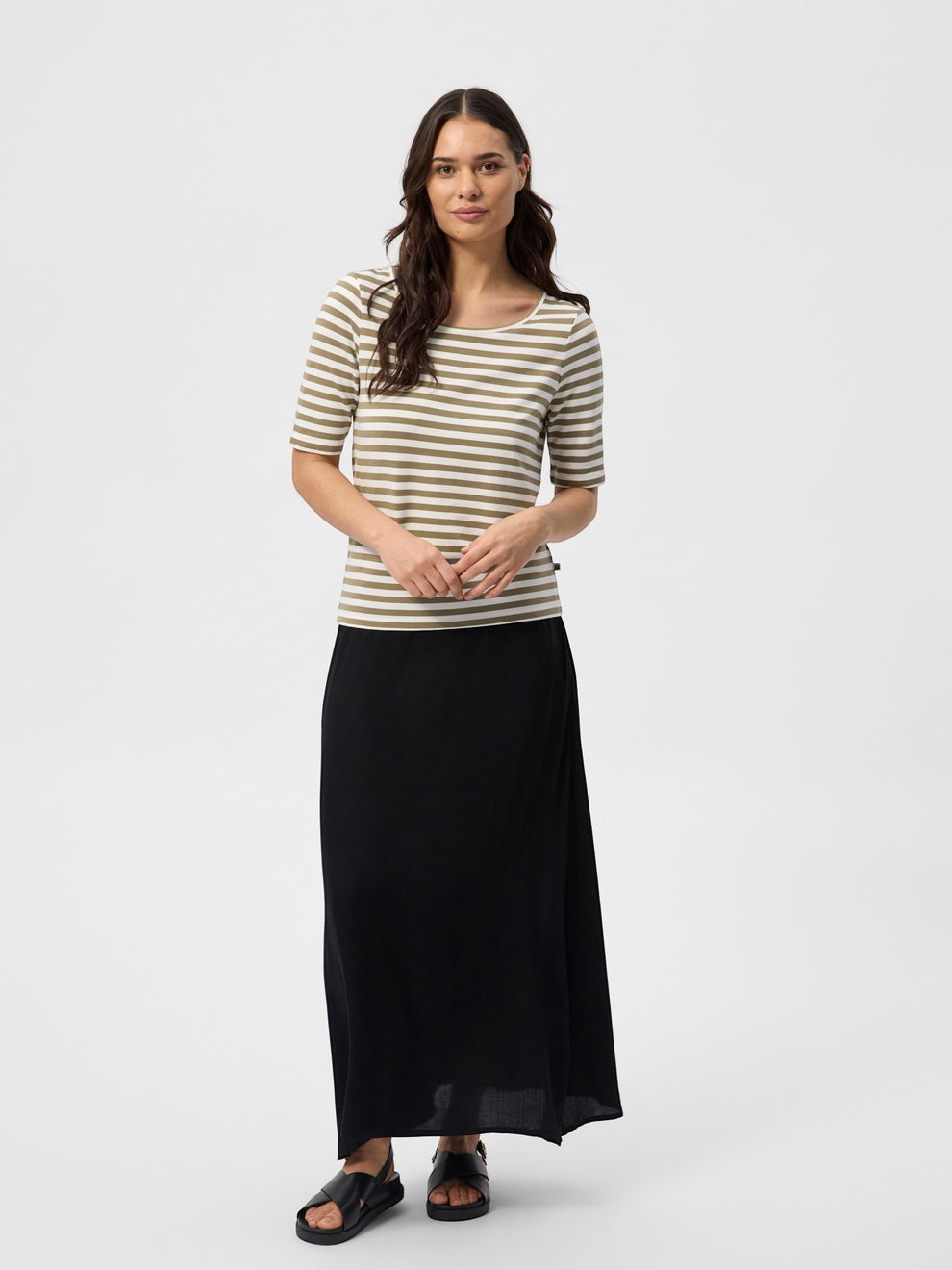 Redgreen W Hedy Short Sleeve T-Shirt 174 Khaki Stripe