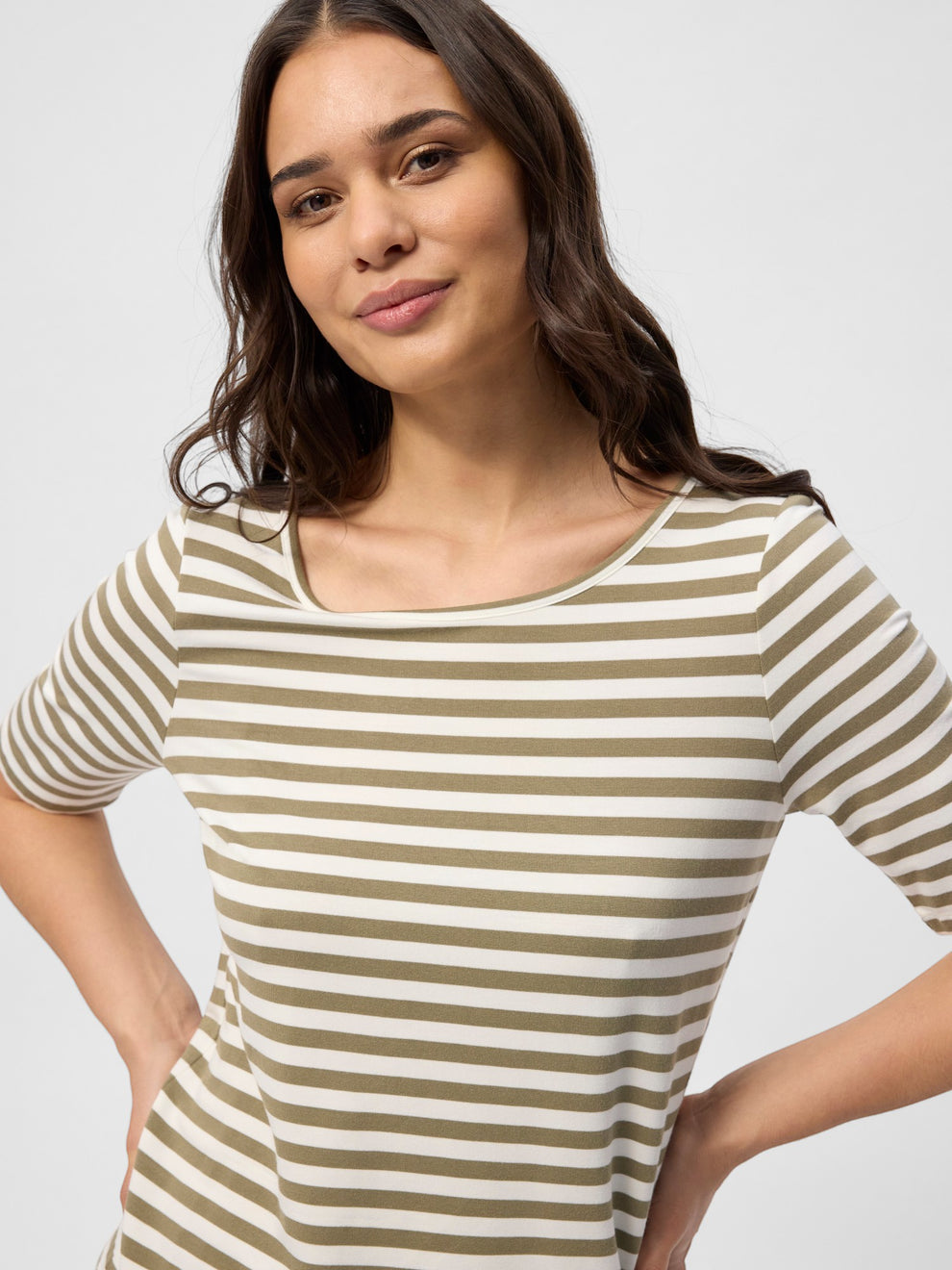 Redgreen W Hedy Short Sleeve T-Shirt 174 Khaki Stripe