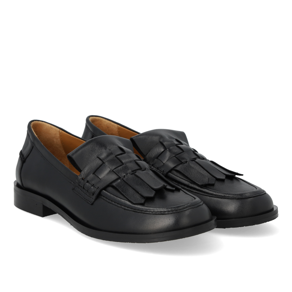 Angulus Loafer With Braid Detail Black - Leather
