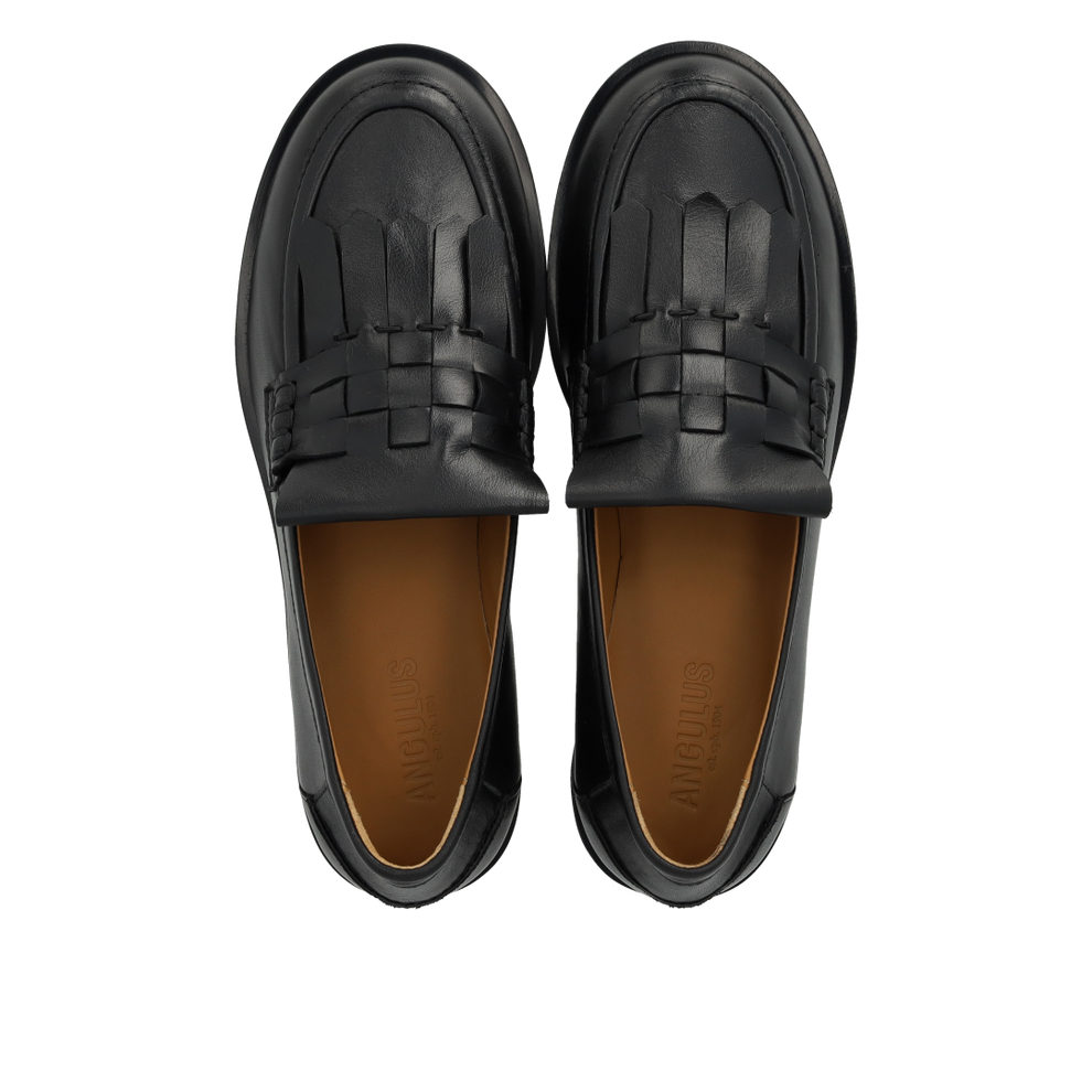 Angulus Loafer With Braid Detail Black - Leather