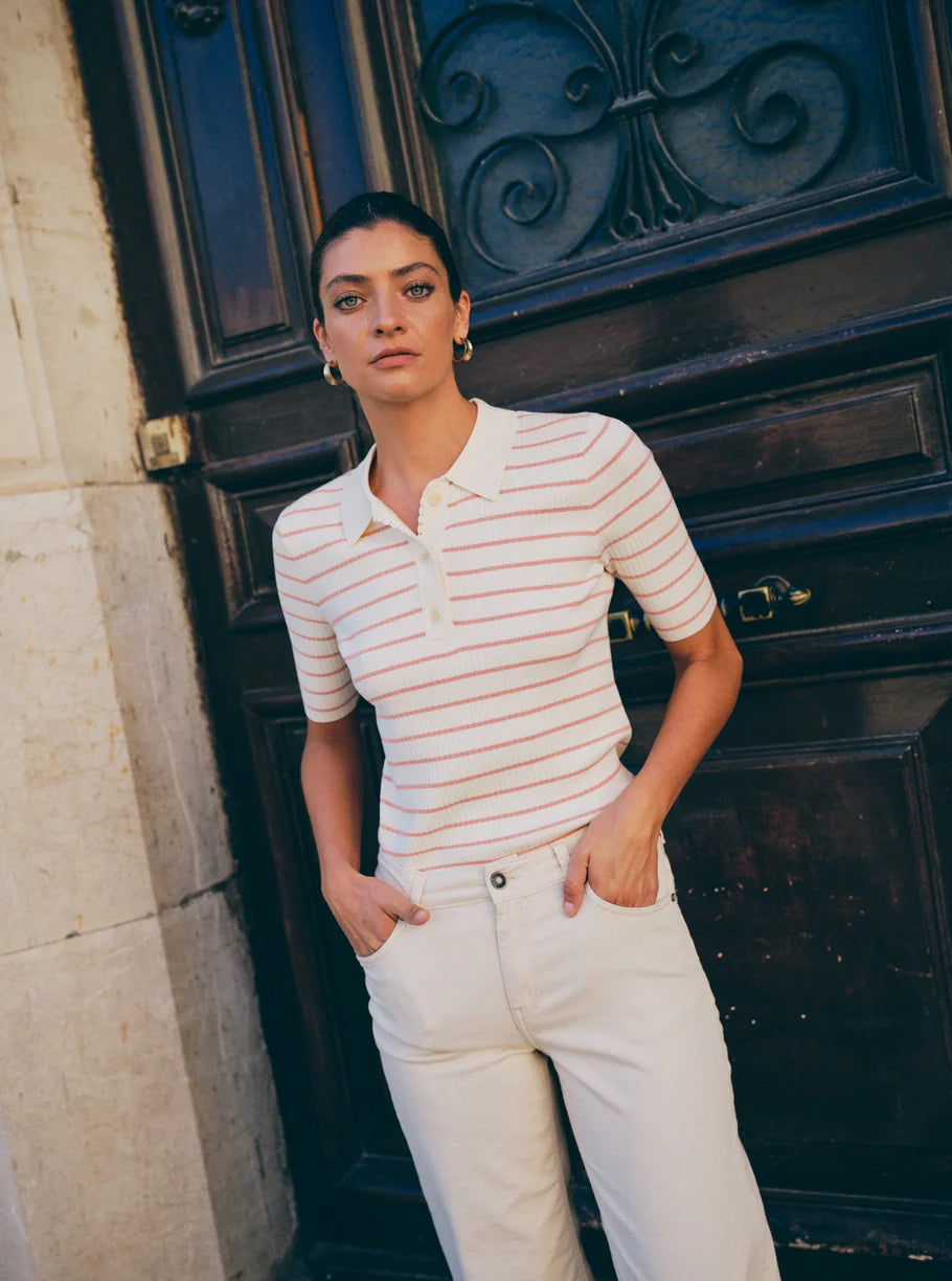Mos Mosh Mmcaliz Stripe Ss Knit Peachy