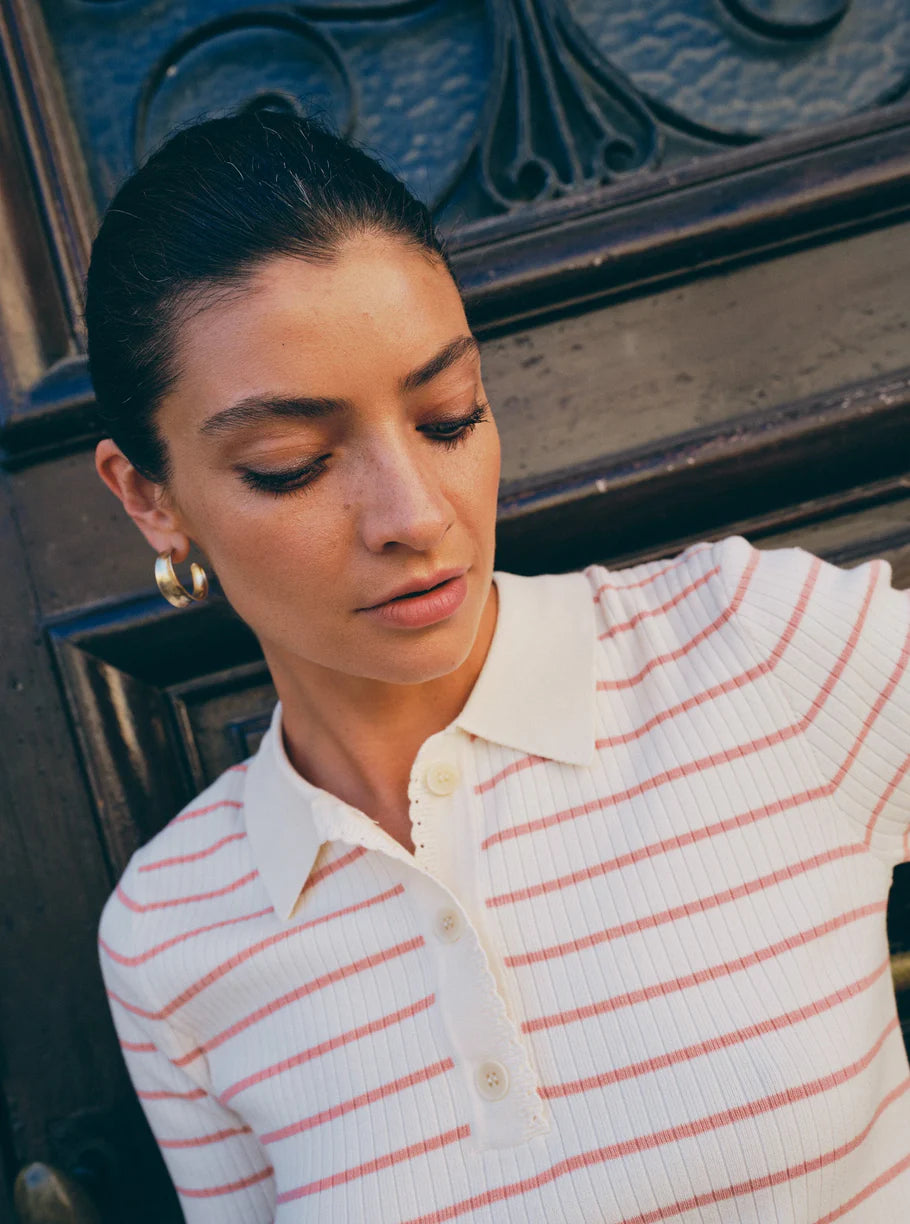 Mos Mosh Mmcaliz Stripe Ss Knit Peachy
