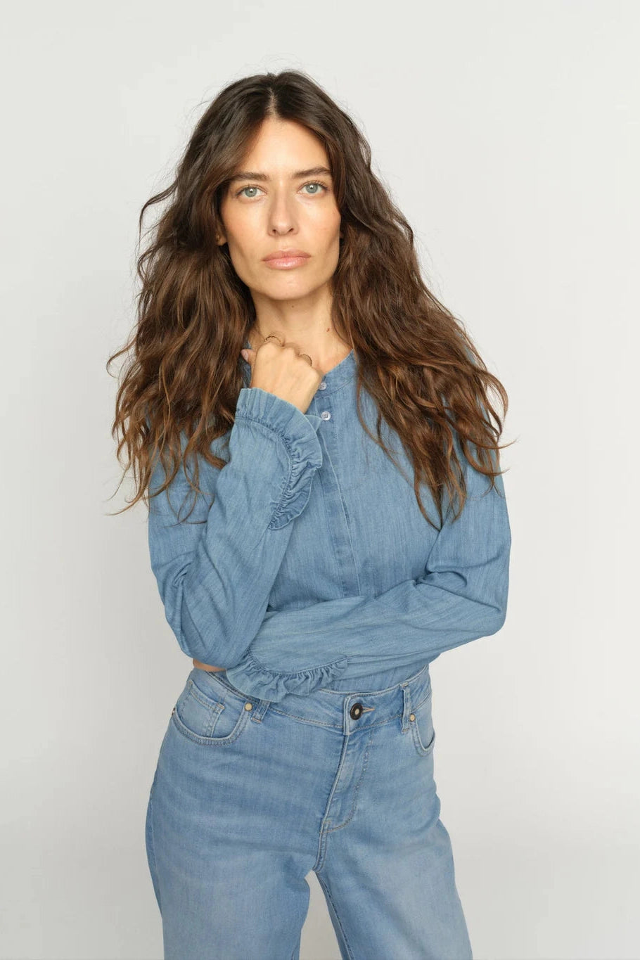 Mos Mosh Mmmattie Denim Shirt Mid Blue