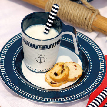 MB Sailor Soul desserttallerken Marineblå/Hvid Ø20,5 cm