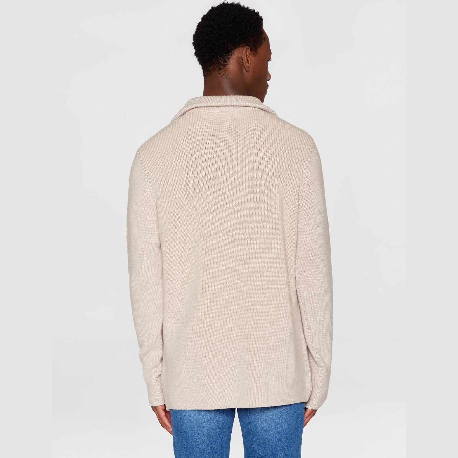 Knowledge Cotton Apparel M 1/2 Neck Zip Merino Wool Knit Kelp