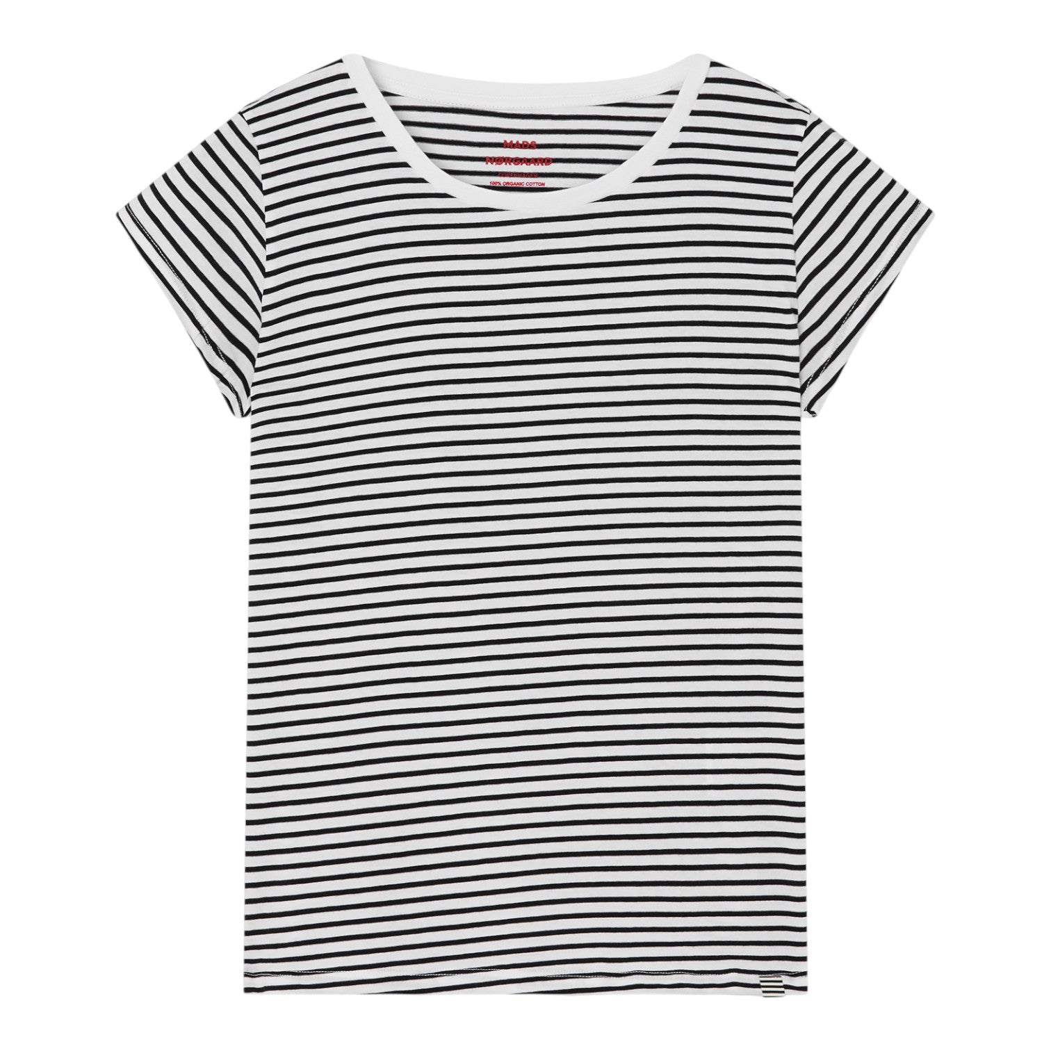 Mads Nørgaard W Fine Jersey Stripe Teasy Tee White Black