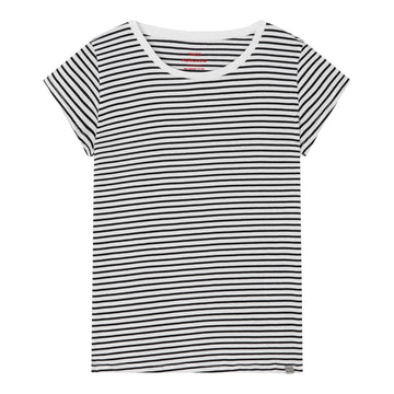 Mads Nørgaard W Fine Jersey Stripe Teasy Tee White Black