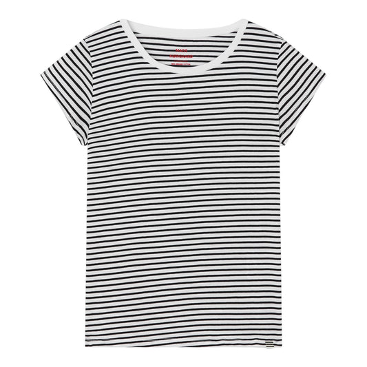 Mads Nørgaard W Fine Jersey Stripe Teasy Tee White Black