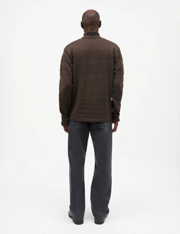 Mads Nørgaard M Wool Klemens Zip Knit Turkish Coffe