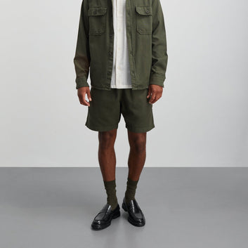 Mads Nørgaard M Dyed Canvas Beach Shorts Olive Night