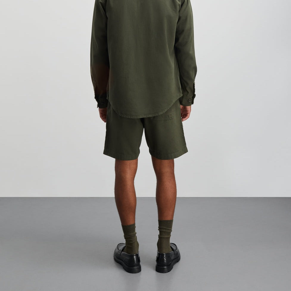 Mads Nørgaard M Dyed Canvas Beach Shorts Olive Night