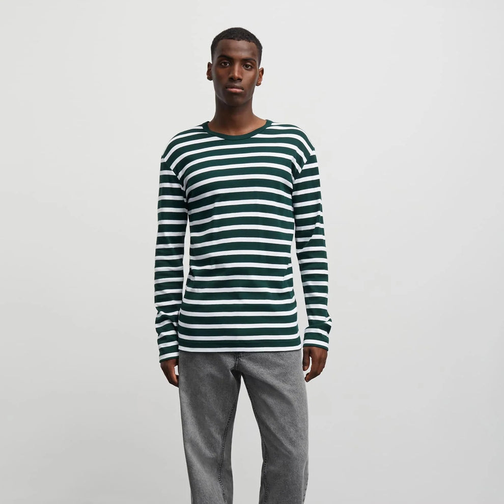 Mads Nørgaard M Trio Rib Tobias Tee LS Pine Grove White