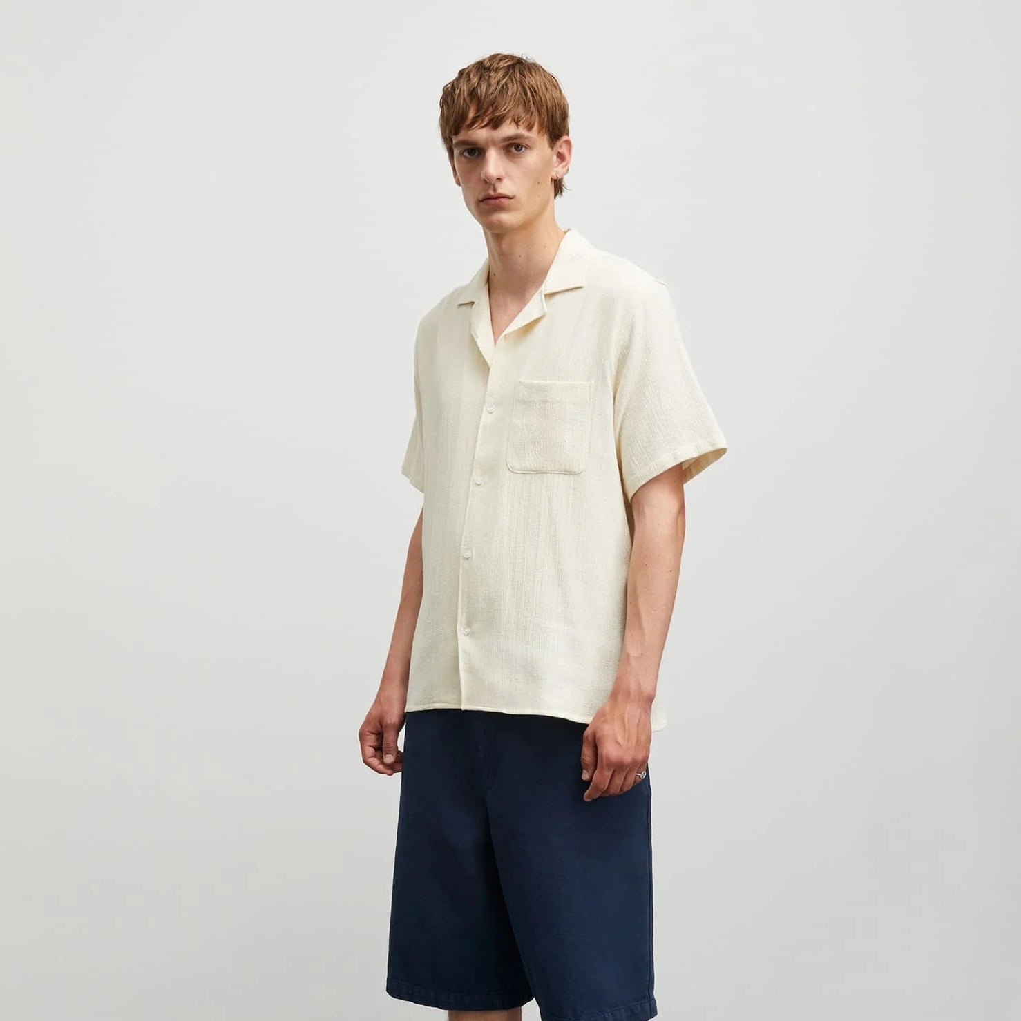 Mads Nørgaard M Texture Kenji Shirt Vanilla Ice