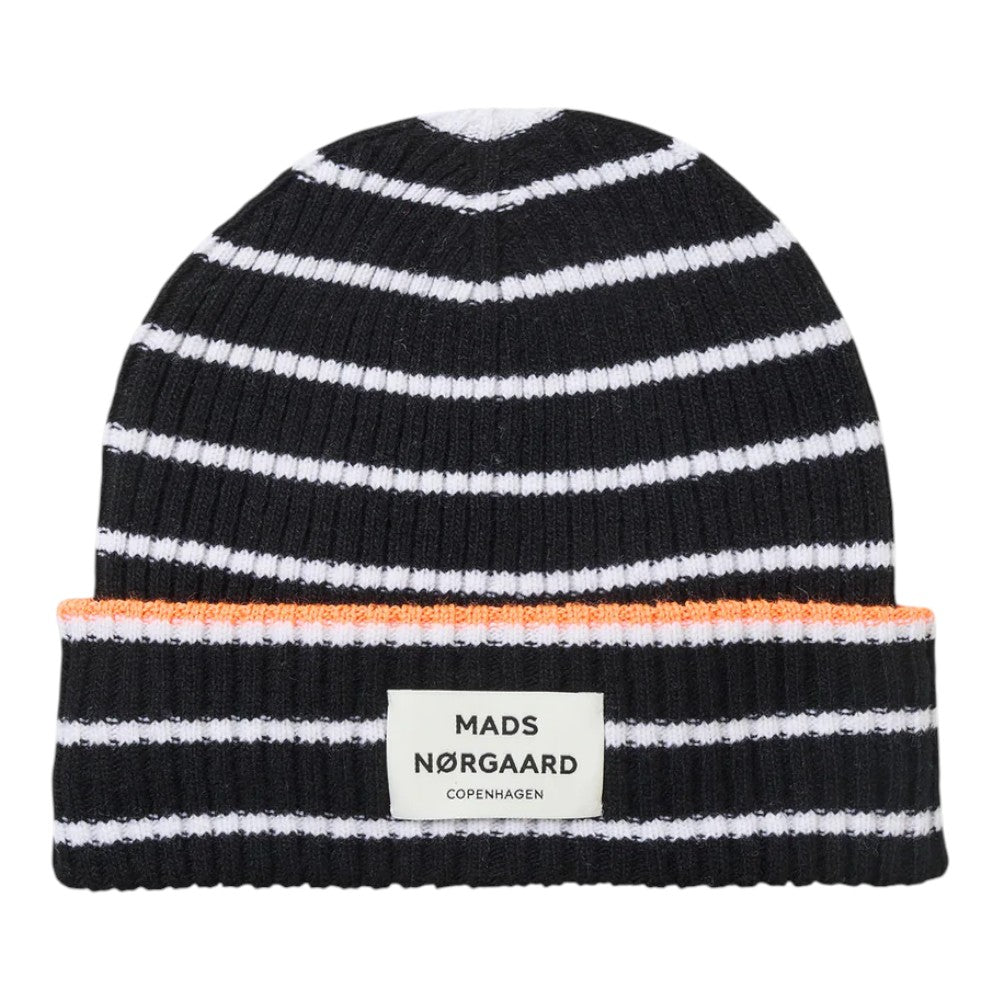 Mads Nørgaard W Yota Anju Stripe Beanie Black Vanilla Ice