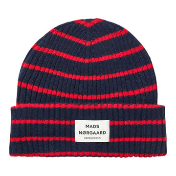 Mads Nørgaard W Yota Anju Stripe Beanie Parisian Night Risk Red