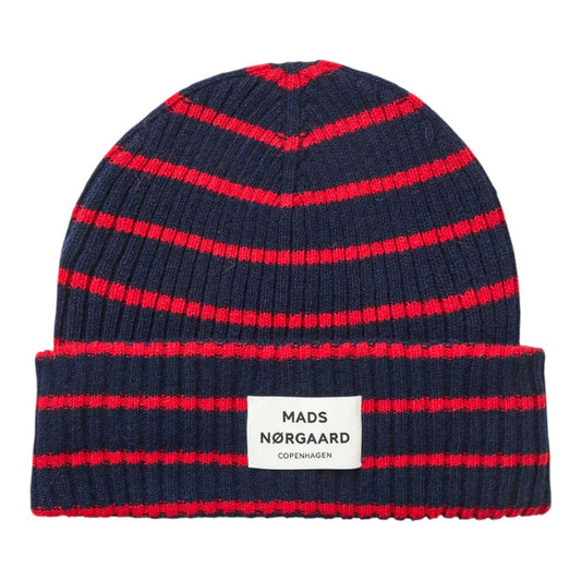 Mads Nørgaard W Yota Anju Stripe Beanie Parisian Night Risk Red