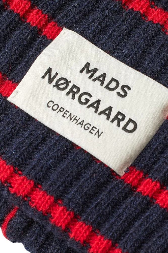 Mads Nørgaard W Yota Anju Stripe Beanie Parisian Night Risk Red