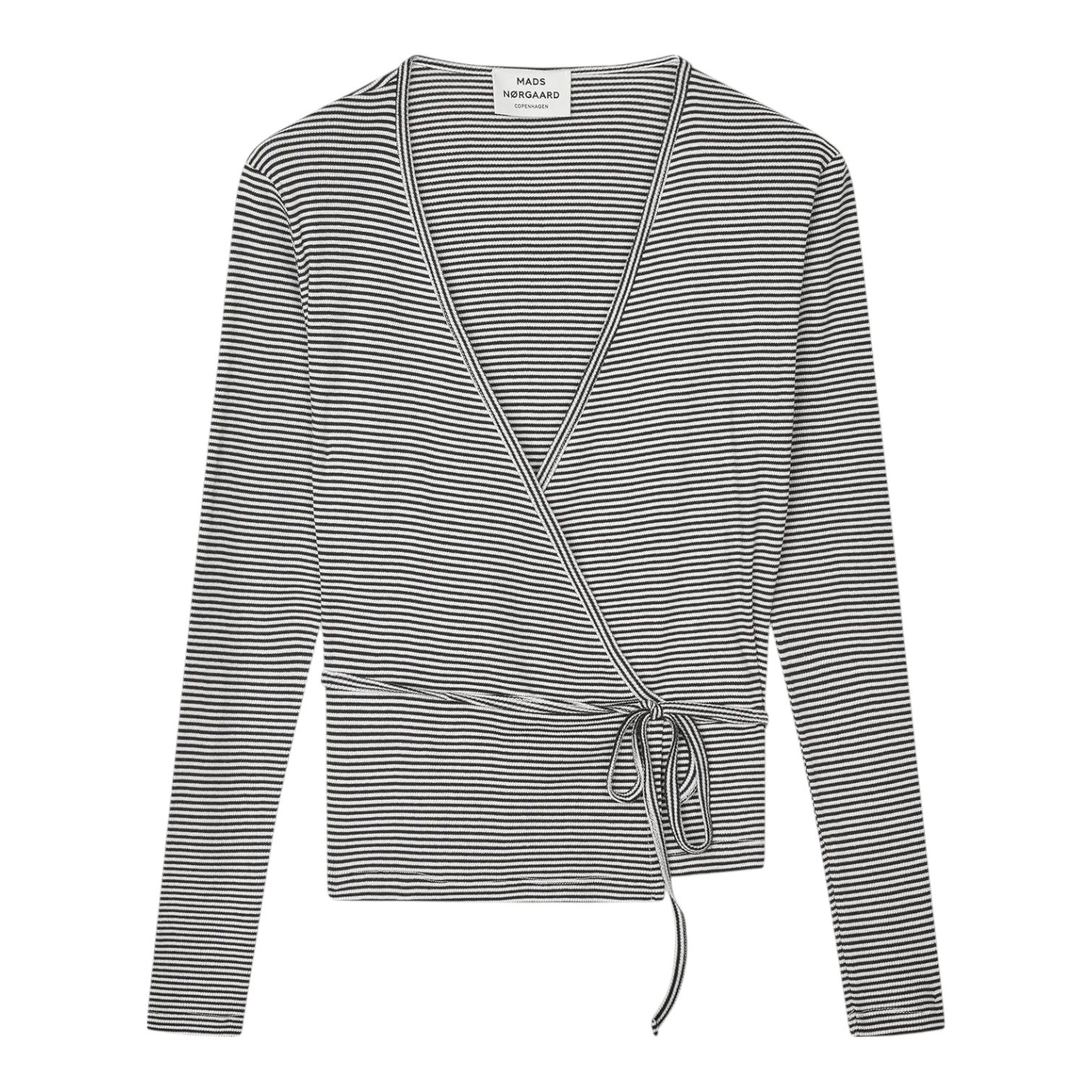 Mads Nørgaard W 2x2 Cotton Stripe Susi LS Top Black Vanilla Ice