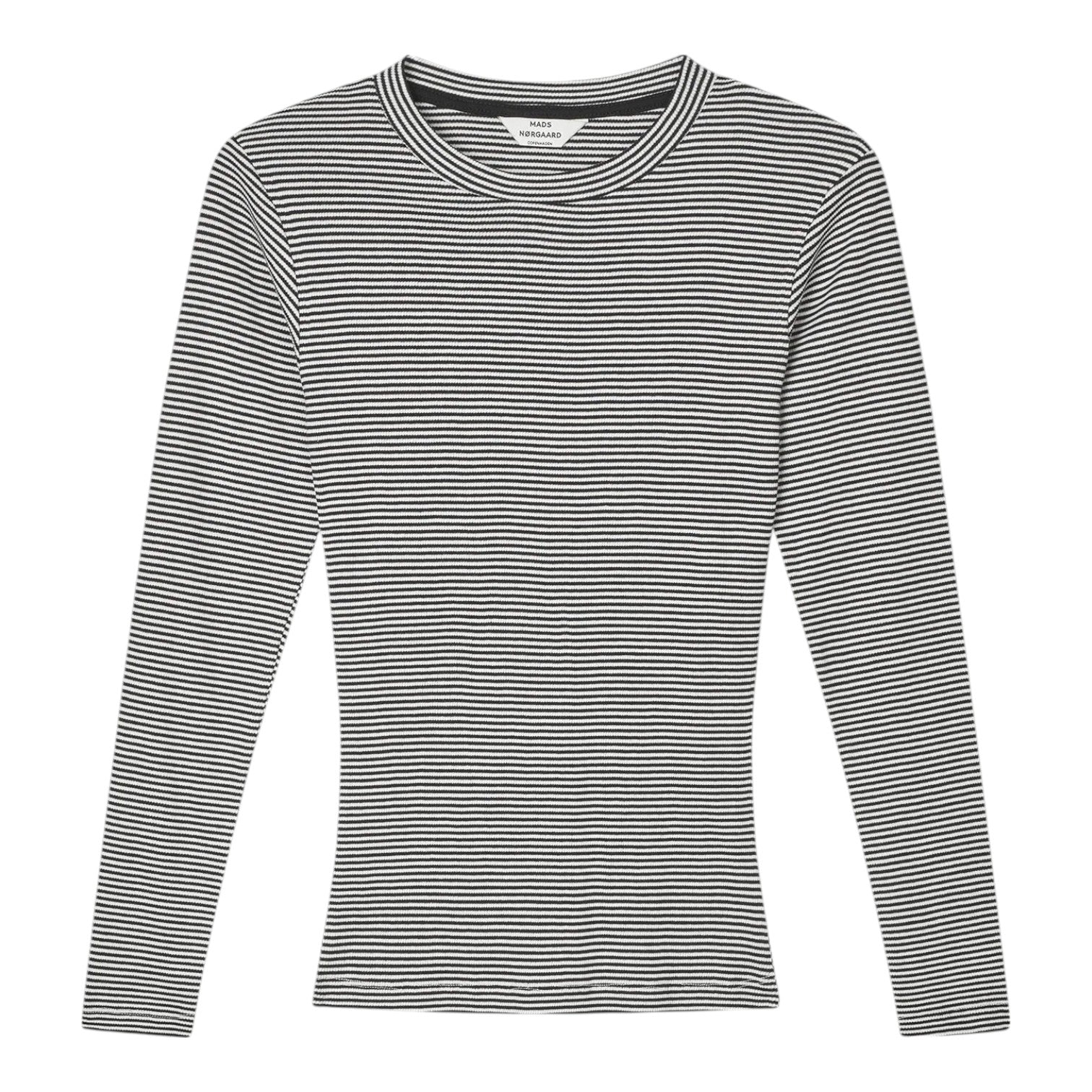 Mads Nørgaard W 2x2 Cotton Stripe Tuba Tee LS Black Vanilla Ice