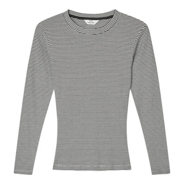 Mads Nørgaard W 2x2 Cotton Stripe Tuba Tee LS Black Vanilla Ice