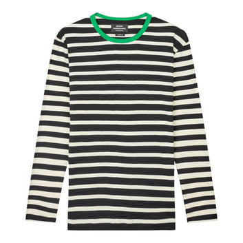 Mads Nørgaard M Trio Rib Tobias Tee LS Black Seedpearl Verdant