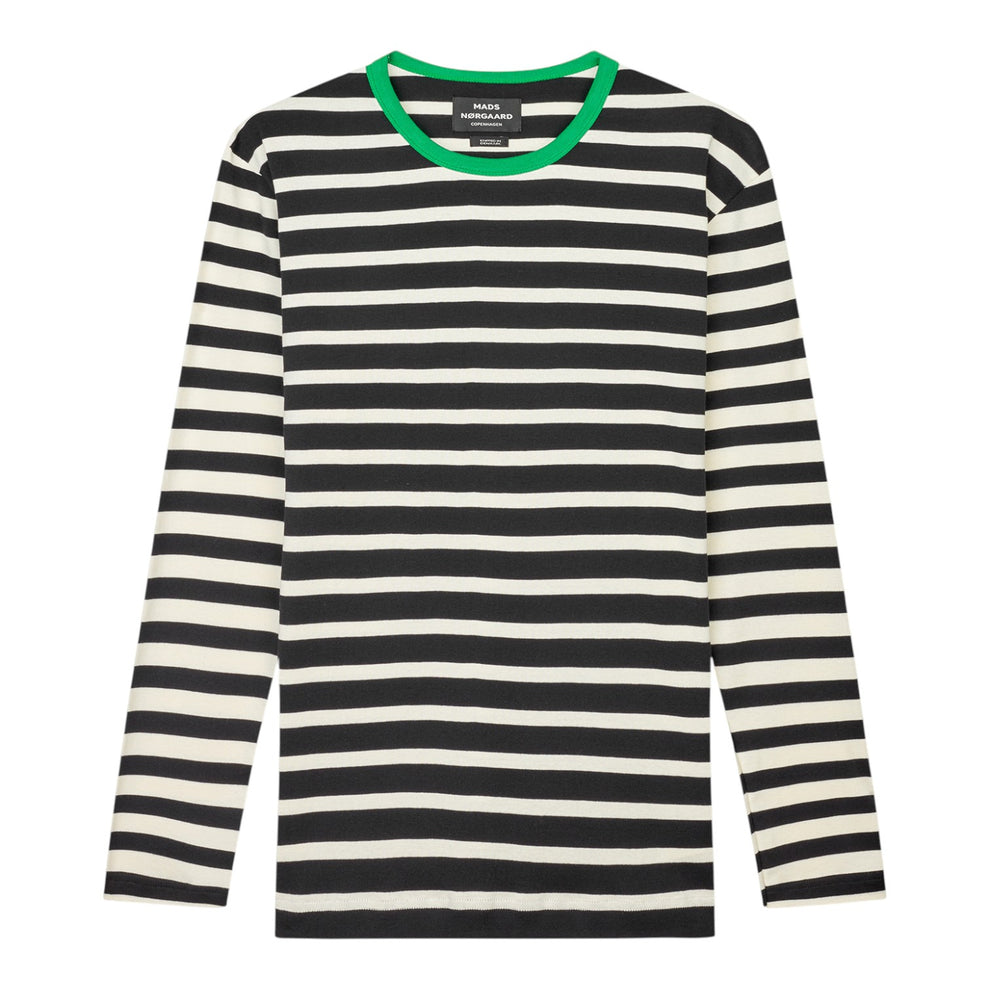Mads Nørgaard M Trio Rib Tobias Tee LS Black Seedpearl Verdant