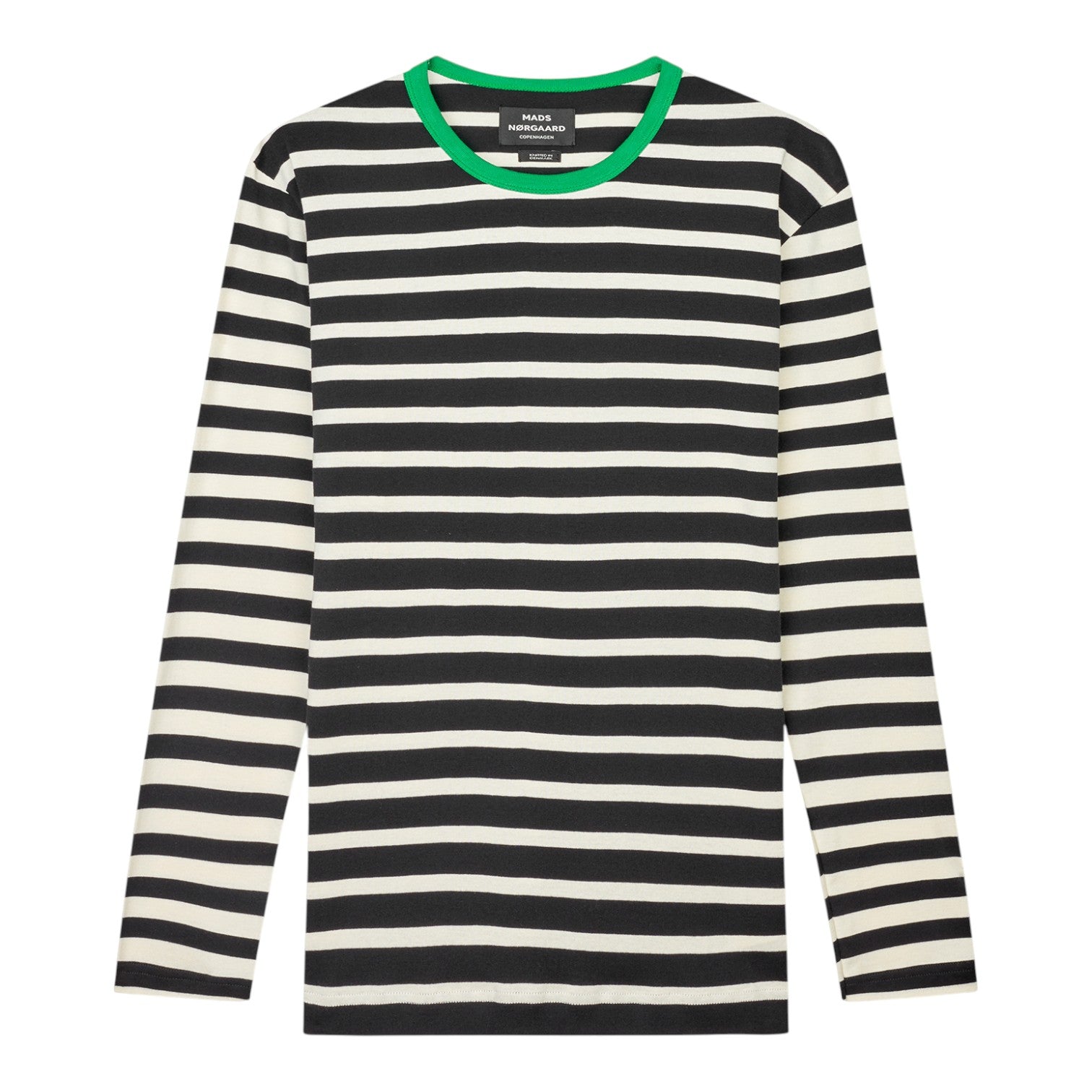 Mads Nørgaard M Trio Rib Tobias Tee LS Black Seedpearl Verdant