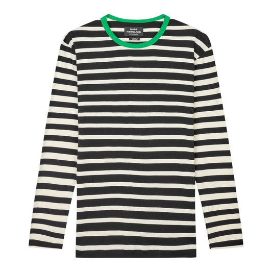 Mads Nørgaard M Trio Rib Tobias Tee LS Black Seedpearl Verdant