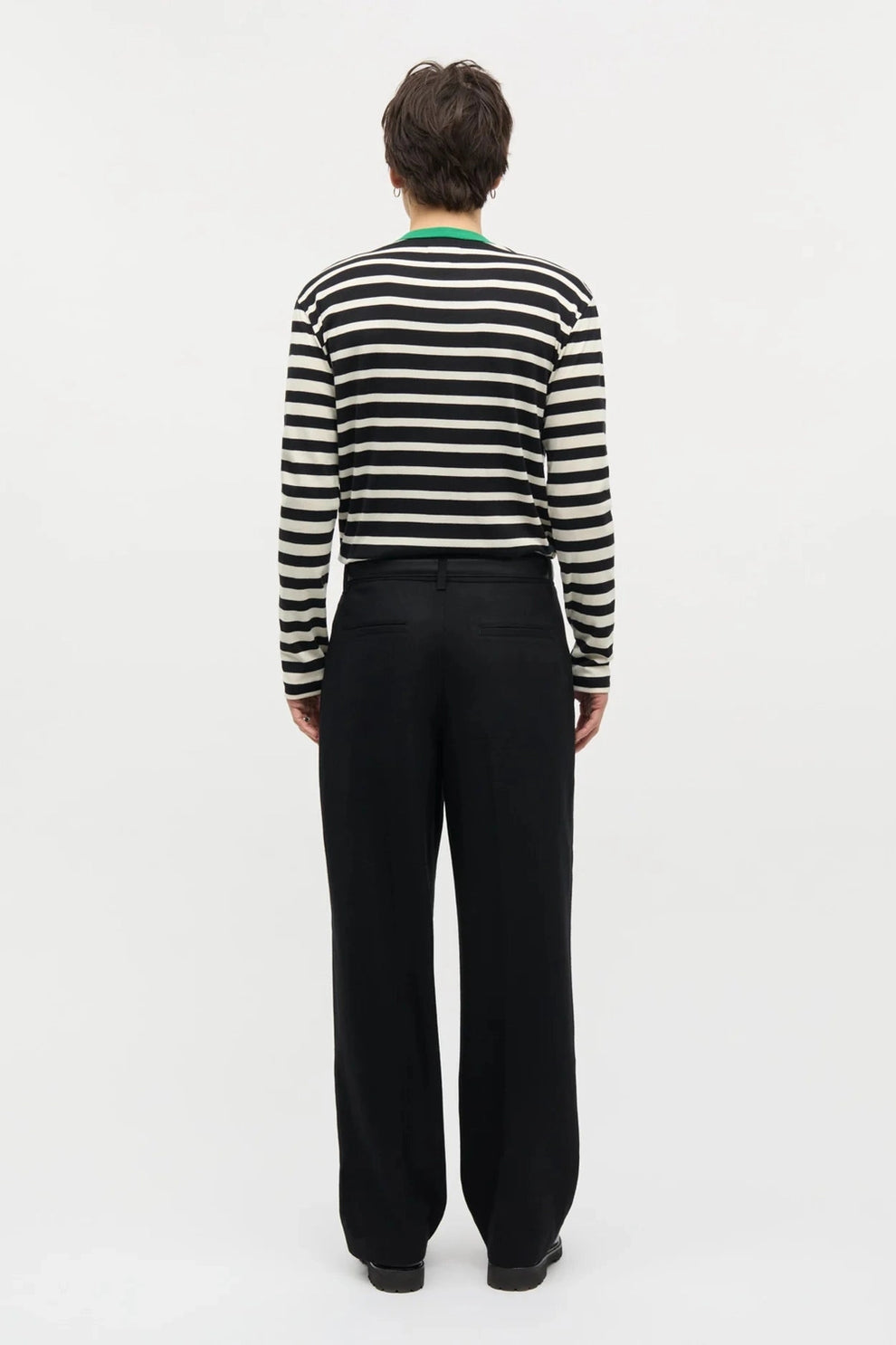 Mads Nørgaard M Trio Rib Tobias Tee LS Black Seedpearl Verdant