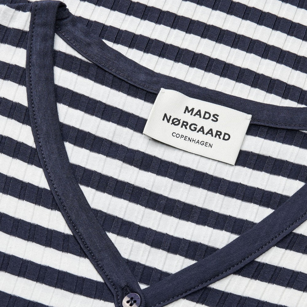 Mads Nørgaard W 5x5 Stripe Tanya Dress Vanilla Ice Parisian Night