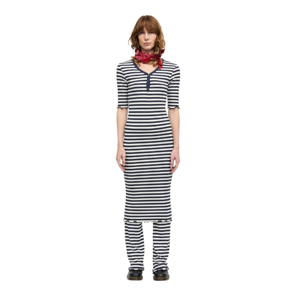 Mads Nørgaard W 5x5 Stripe Tanya Dress Vanilla Ice Parisian Night
