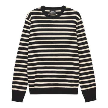 Mads Nørgaard M Super Wool Karsten Strip Knit Black Rainy Day