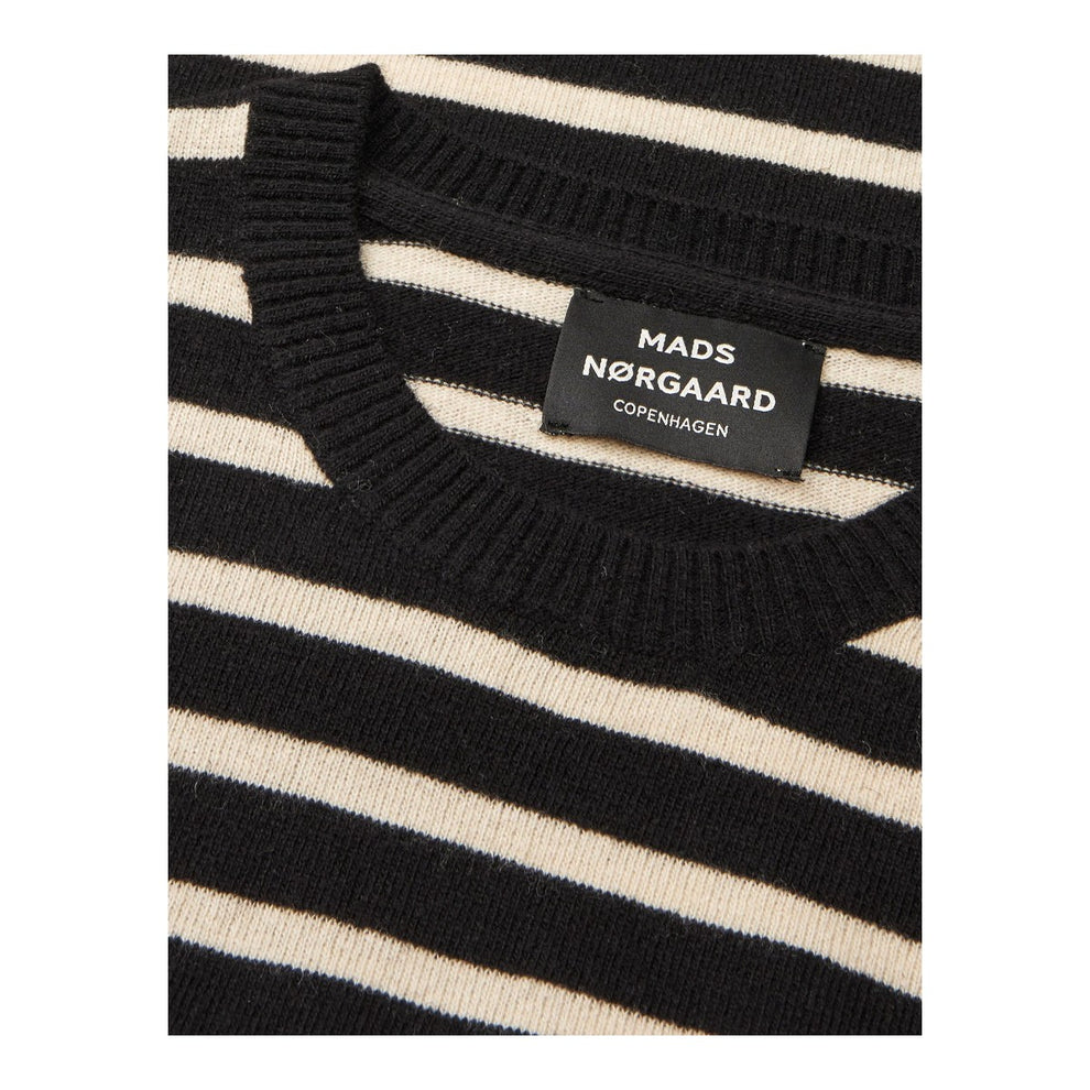 Mads Nørgaard M Super Wool Karsten Strip Knit Black Rainy Day