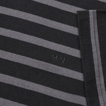 Mads Nørgaard M Cotton Jersey Stripe Frode Tee Asphalt Black