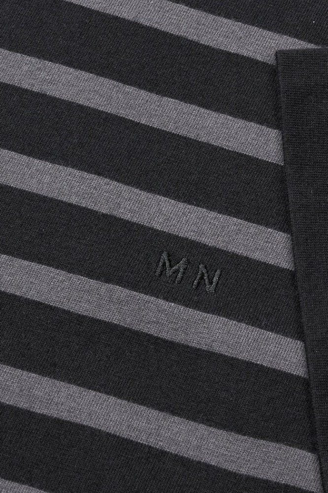 Mads Nørgaard M Cotton Jersey Stripe Frode Tee Asphalt Black