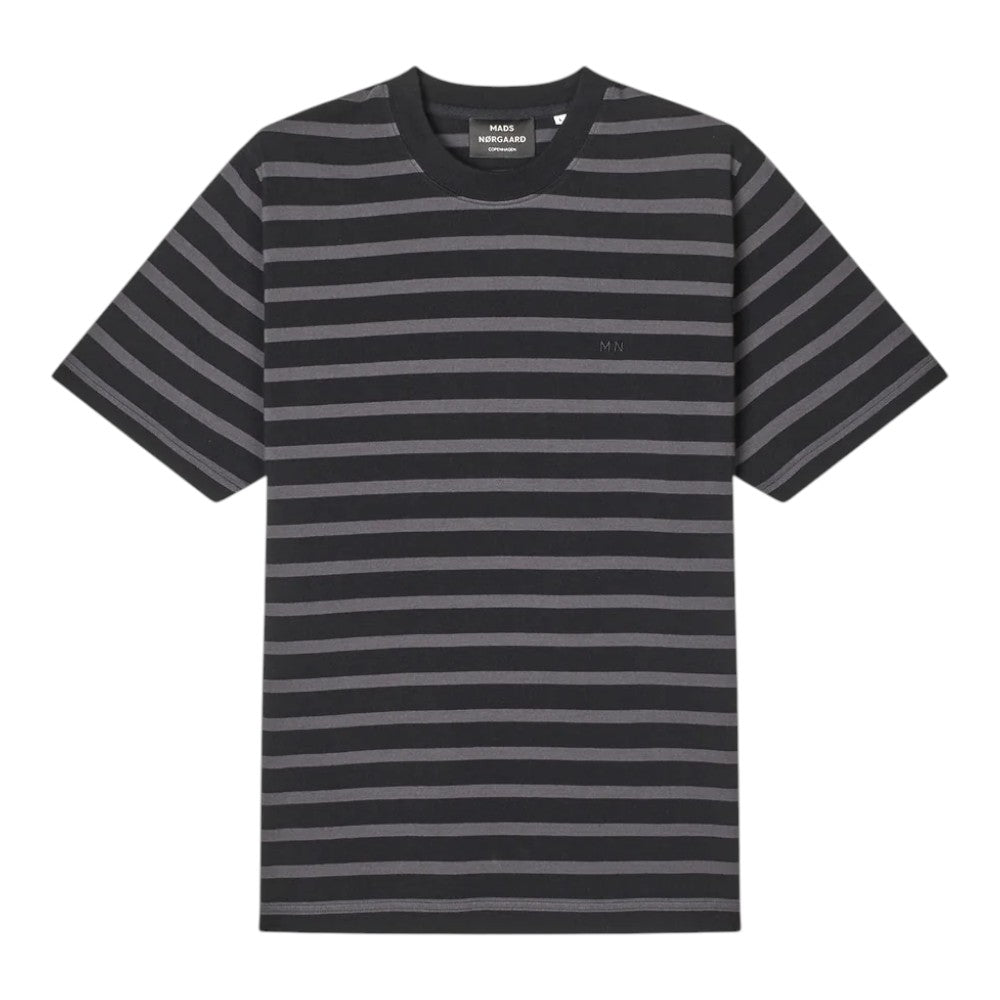 Mads Nørgaard M Cotton Jersey Stripe Frode Tee Asphalt Black