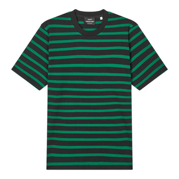 Mads Nørgaard M Cotton Jersey Stripe Frode Tee Black Verdant Green