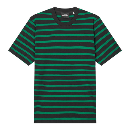 Mads Nørgaard M Cotton Jersey Stripe Frode Tee Black Verdant Green
