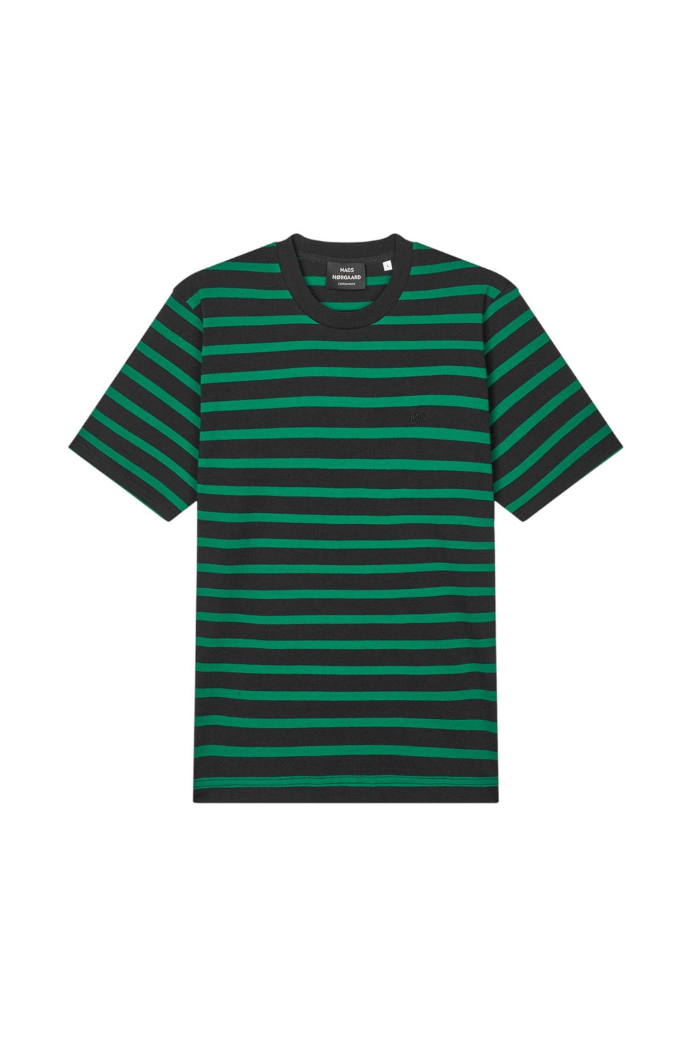 Mads Nørgaard M Cotton Jersey Stripe Frode Tee Black Verdant Green