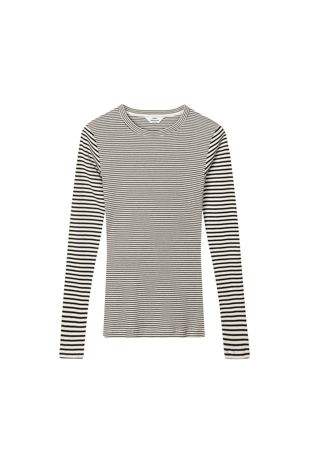 Mads Nørgaard W 2x2 Cotton Stripe Tuba Tee LS Vanilla Ice/ Black