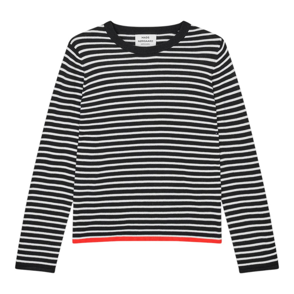 Mads Nørgaard W Fine Merino Ivy Knit Black Vanilla Ice