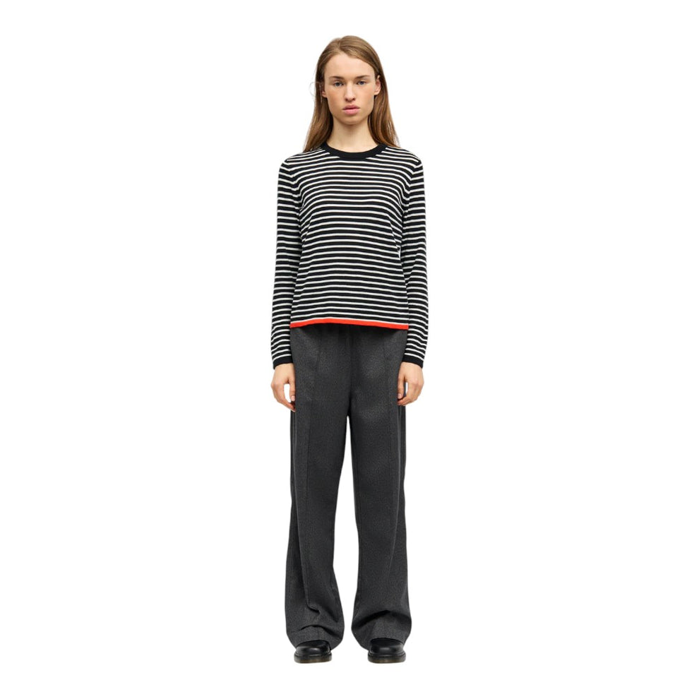 Mads Nørgaard W Fine Merino Ivy Knit Black Vanilla Ice