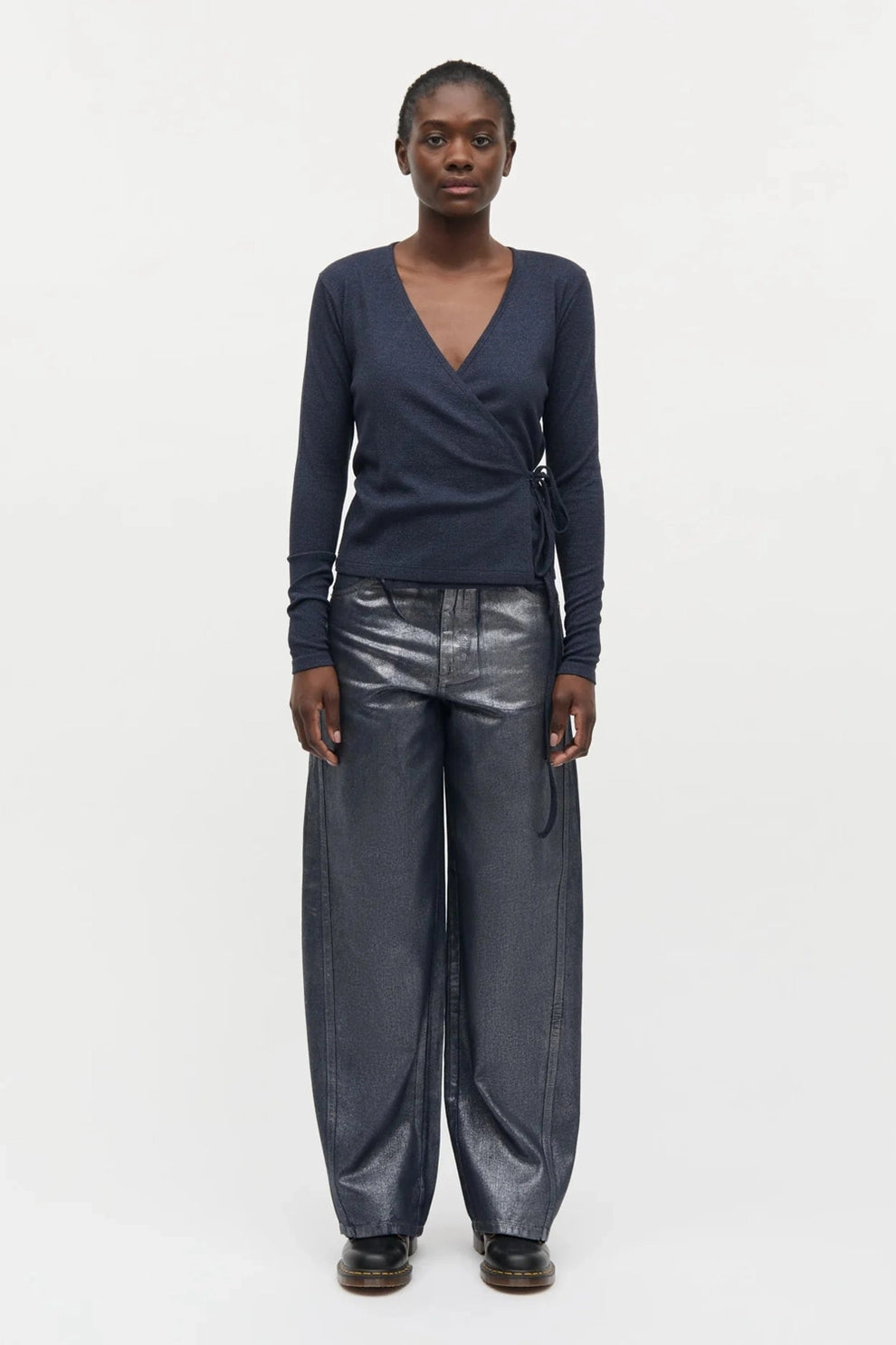 Mads Nørgaard W Metallic Denim Christel Jeans Vin. Blue/ Gun Metal